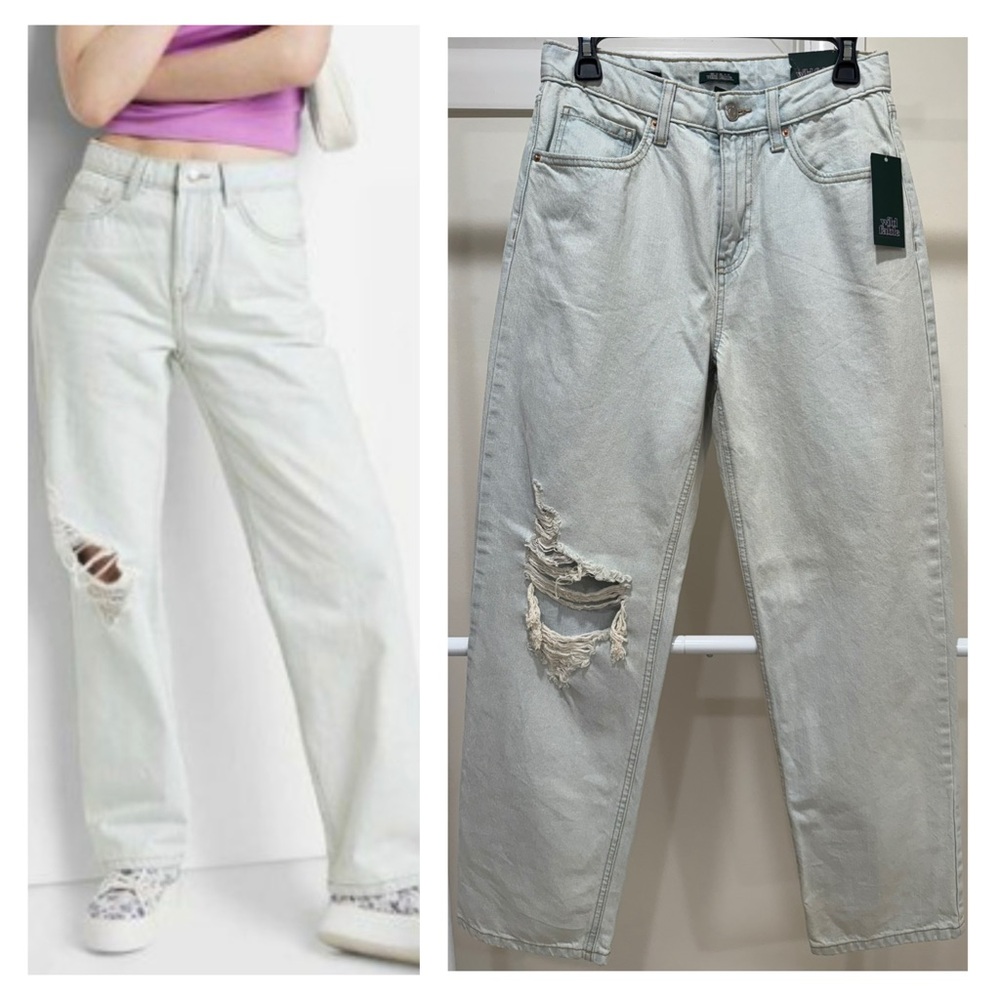 NWT Wild Fable Light Wash Distressed High Rise Dad Jeans Size 4 / 27